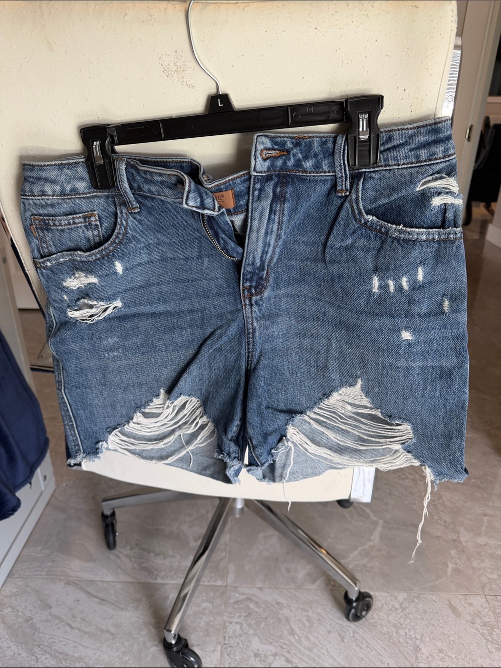 Judy Blue Medium Blue Distressed Denim Cutoff Shorts